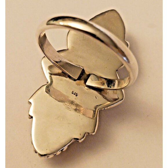 Bumblebee Jasper 3 stone large sterling ring s10 (1570) - Picture 4 of 6